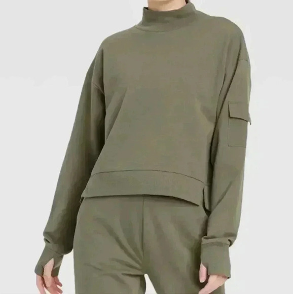 All In Motion Moss Green French Terry Sweatshirt NEW! - Picture 1 of 5